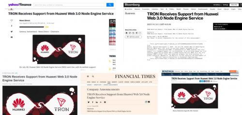 海外知名媒体聚焦：华为云Web3.0节点引擎服务国际站首批支持波场TRON